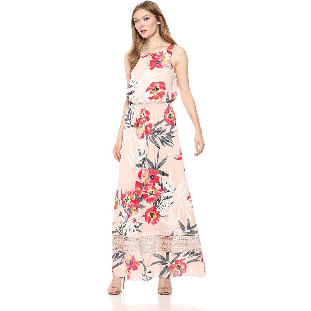 *Tropical Breeze Geranium Maxi Dress*
